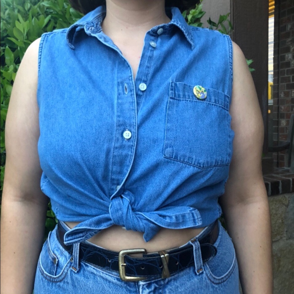 Eddie Bauer Denim Top with Simpsons Button
